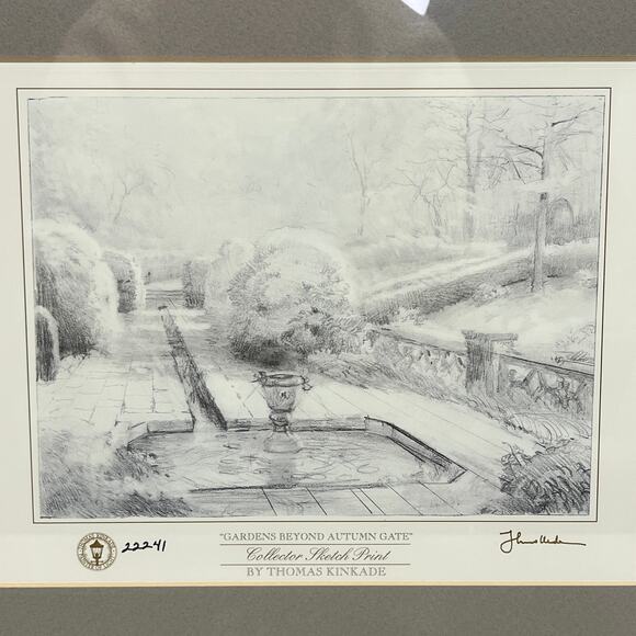Framed Thomas Kinkade Gardens Beyond Autumn Gate Collector Sketch Print - Picture 2 of 7